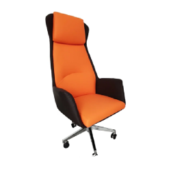 Silla deluxe mod color negro y anaranjado,
