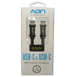 Cable USB-C a USB-C AON AO-CB-5014 1 Metro Negro 5Gbps 65W