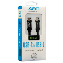 Cable USB-C a USB-C AON AO-CB-5016 2 Metros Negro 5Gbps 65W